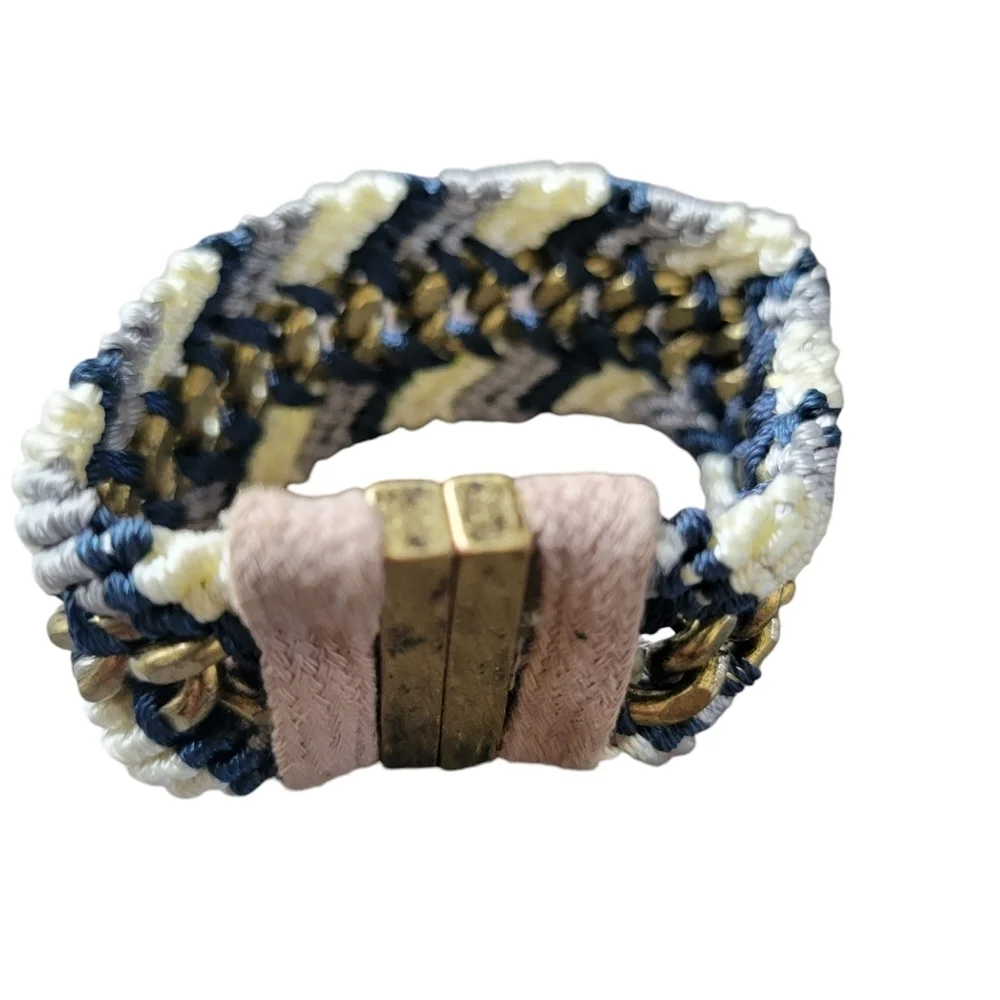 Blue and White Woven Magnetic Bracelet